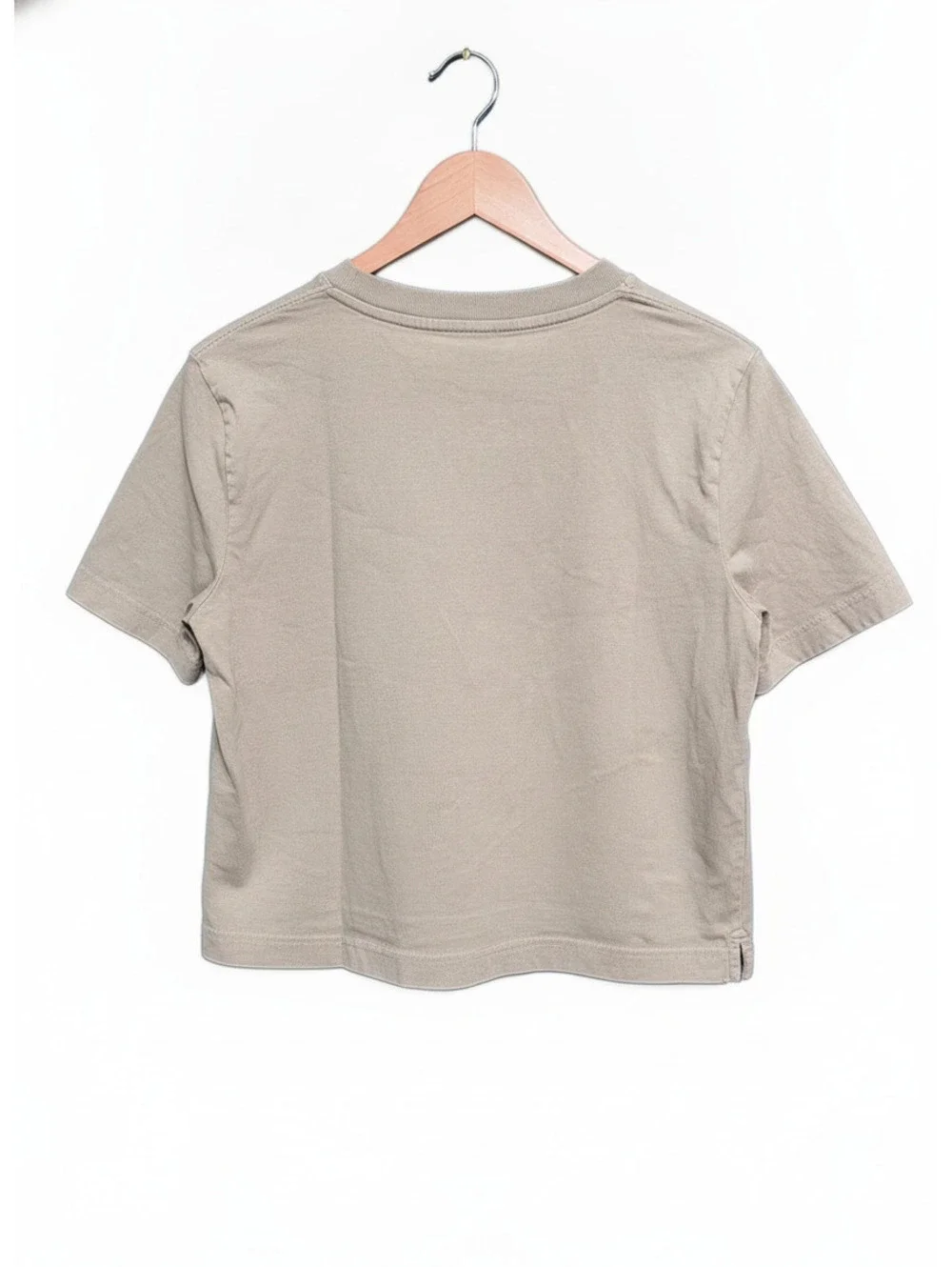 J. Crew Neutral Beige Crop Baby Tee Top Shirt Cotton Minimalist Clean Girl Small